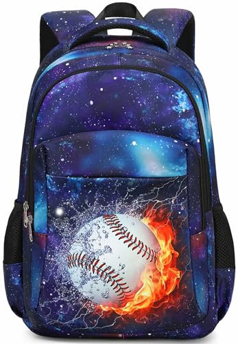 LEDAOU Schulrucksack Jungen Teenager Mädchen Schultaschen Kinder Rucksäcke Wasserdicht Leichtgewicht Schulranzen Groß für Schule Geschenke(Baseball Sternenhimmel)