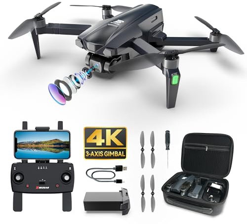 BEZGAR BD901 Drohne mit Kamera für Erwachsene 4K große Reichweite – faltbare Minidrohne mit 4K-Video, 3-Achsen-Gimbal, 3 km Übertragung, 23 Minuten Flugzeit, Rückkehr nach Hause, Folge mir