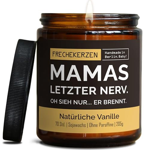 Lustige Duftkerze mit Spruch für Mama | Handgemacht aus Sojawachs | In Geschenkbox | Nachhaltiges Valentinsgeschenk | Geschenkidee Geburtstag Mutter, Beste Mama zum Muttertag |Vanille