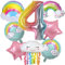 SPERMUOY Regenbogen Geburtstagsdeko Mädchen 4 Jahr,regenbogen deko kindergeburtstag,Regenbogen Wolken Geburtstags Dekoration Luftballons für Mädche