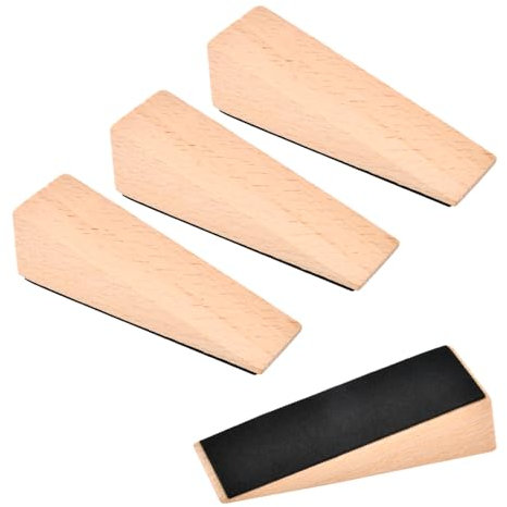HUMOKI 4pcs Non-Slip Wooden Door Stoppers - Heavy Duty Door Stops, Rubber Wedge for Home, Kitchen & Office