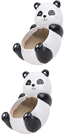 Sosoport 2st Panda-sukkulenten-blumentopf Dekorative Kaktus Pflanzer Keramik Tiny Topf Mini Kaktus Pflanzer Sukkulenten Vase Panda Sukkulenten Pflanzer Kunstharz Klein Büro Kindergarten
