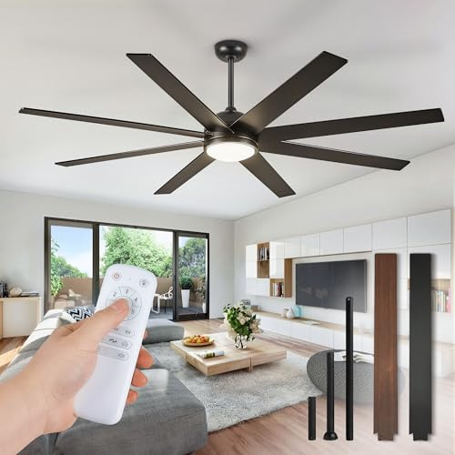 Fanbulous 65 Inch Black Ceiling Fans with 3CCT Lights and Remote