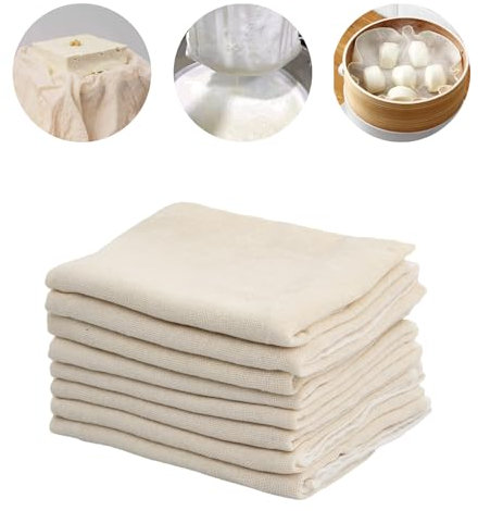 8Pcs Tela de Muselina Algodón, 50x50cm Telas Filtrantes Reutilizable, Paños Filtro Algodón Leche para Cocinar, Paños de Muselina Cocinar Filtrar Liquidos para Filtrar Queso Vino Leche Orujo