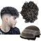 Toupet für Männer, Echthaar-Perücken, Herren-Toupet mit weichen, Periphere PU+feinen Schweizer Spitzenhaareinheiten, 10 mm gewelltes Herren-Perücke-Toupet-Haar,10 x 8 (#1B Off Black)