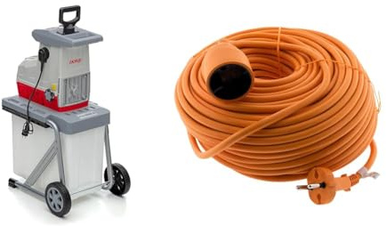 IKRA 81002880 Elektro Gartenhäcksler Walzenhäcksler ILH 3000 A, leise robust wartungsarm, Starke 3.000 Watt, Aststärke bis 44mm, 230 V & Zenitech Prolongateur 16A HO5VVF 2x1.5 Orange 40m