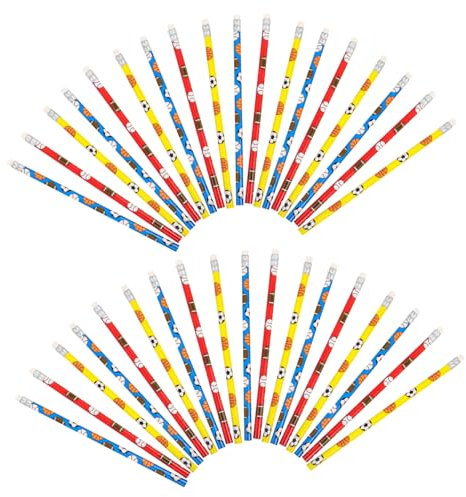 CAXUSD 48pezzi Matite Motivi Sportivi Forma Di Palla Per Regalo Scrittura Disegno Studenti Cancelleria Festa Ragazzo Ragazza Premio Per Asilo