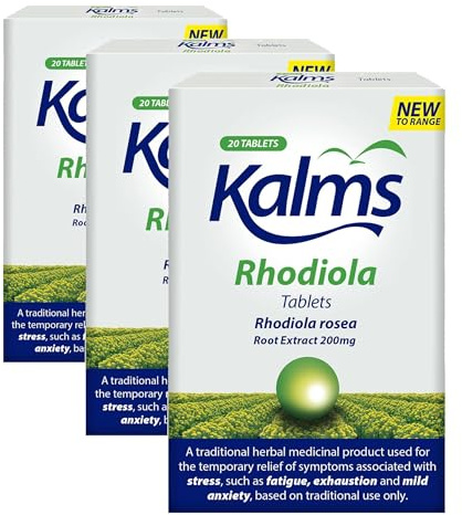 Kalms Rhodiola, 20 Tablets - Temporary Relief from Fatigue and Exhaustion Associated with Stress (Pack of 3)