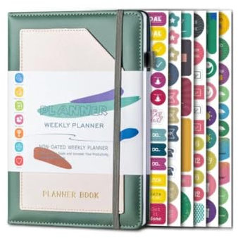 Ya2Buy Wochenplaner Terminkalender Undatiert A5 mit Tasche, Planer 2025, Terminplaner 2025 Wochenübersicht, undatierter Kalender 2025 Wochenplaner (Pastellgrün)