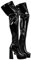 VERISSON Plateau Overknee Stiefel Damen Eckige Lackstiefel Blockabsatz Thigh High Boots Schwarz 39 EU