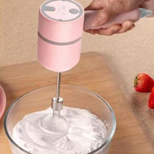 Batteur à main électrique, batteur à œufs et gâteau, mélangeur sans fil à 3 vitesses, fouet à pâte pour la cuisine, la pâtisserie (rose)