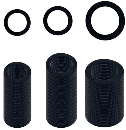 45 Pezzi Rondella Piatta in Gomma, OD 30/24/19mm Distanziatori in Gomma, Nero Rondella Fissaggio Rubinetto, Rondella Tubo Doccia per Cuscinetti Antivibranti