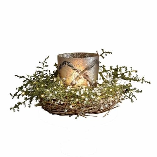 LOBERON Kranz Helvique ,  braun | Konsole, Handgeflochtenes Rattan, Filigrane Kunstzweige, Einzigartige Handarbeit