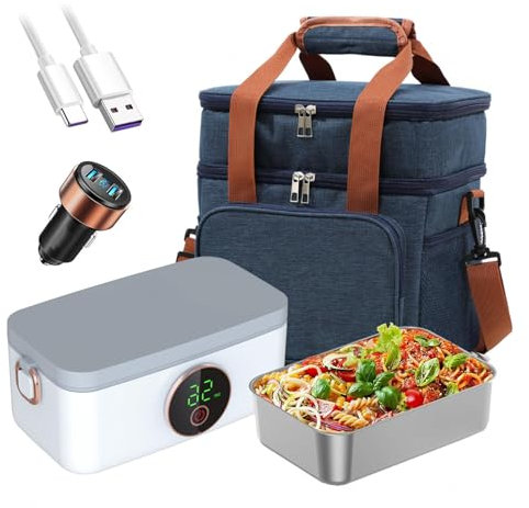 LFLIFENG Heated Lunch Box for Men Rechargeable and Cordless, Electric Lunch Box for Adults, Portable and Battery Powered 16000mAh Mens Lunch Box
