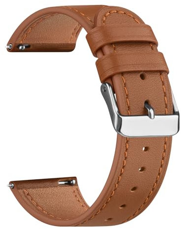 Mugust Uhrenarmband 20mm, Smart watch Lederarmband für Samsung Galaxy Watch/Huawei Watch/Garmin/Fossil (Braun)