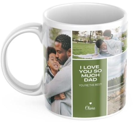Custom Photo Collage Mug with Text - 5 Photo Collage Mug Gift, Mother's Day Gift, Fathers Day Mug, Couple Mug, Personalised Name Mug Photo Gifts with Text, Funny Xmas Mug, Perfect for Secret Santa