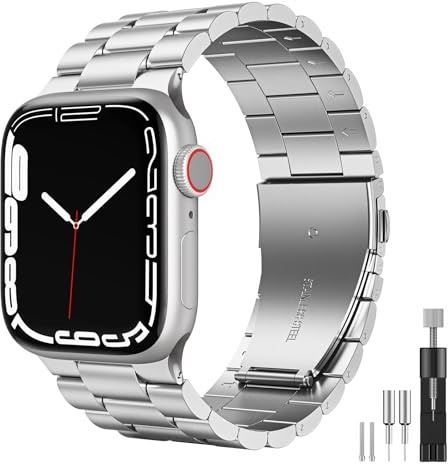owlhold Compatible with Apple Watch Band 38mm 40mm 41mm,42mm 44mm 45mm 49mm Stainless Steel Watch Strap for Series 7/6/5/4/3/2/1/SE for Men Women