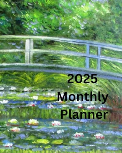 2025 Monthly Planner Bridge Over Water Lilies