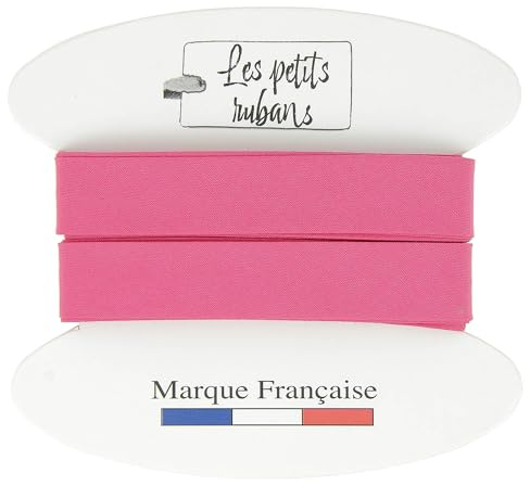 Les Petits Rubans Schrägband aus 100% Baumwolle – 20 mm breit, 5 Meter lang – Einfassung zum Nähen, Polstern, Kleidung, Decken – Fuchsia