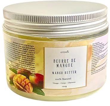 AYOMIN Reine Mangobutter, 100 g – pflegende Pflege für Gesicht, Körper & Haar, intensive Feuchtigkeit & reparierende Pflege