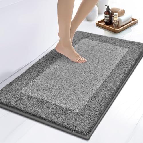 DOMUSTEX Badezimmerteppich 50 X 76 cm, Badematte rutschfest, Badteppich Waschbar, Badvorleger für Dusche, Badewanne und Fußboden