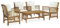 Utiny 5-TLG. Garten-Lounge-Set Gartenset Sitzmöbel Sitzgruppe Gartenbank Beistelltisch Gartengarnitur mit Auflagen Massivholz Akazie Weiß Type 3