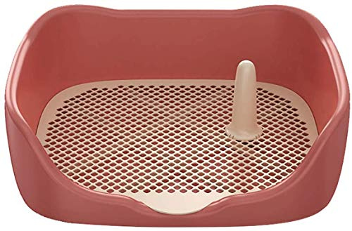 Hundetoilette, Hundetoilette für drinnen und draußen, Tier, rosa Halter, Töpfchen, Welpentrainingstablett mit Pee Post Schutz, Simulationswand, Rot, 44 x 38 x 18 cm