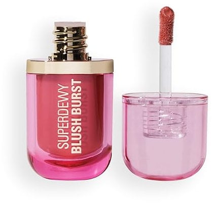 Revolution Superdewy Liquid Blush Burst - Rubor líquido de cobertura buildable para mejillas, fórmula sérum con péptidos y ácido hialurónico, vegano - Strawberry Milkshake Cool Pink - 4,2 ml