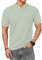 HMIYA Herren Poloshirt Baumwolle Kurzarm Sommer Henley Knopfleiste Kontrastierender Einfassung Basic Golf T-Shirts