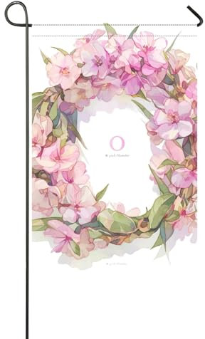 Banderas floralmórficas con diseño de flor de adelfa rosa O para decoración de jardín, 30,5 x 45,7 cm, doble cara