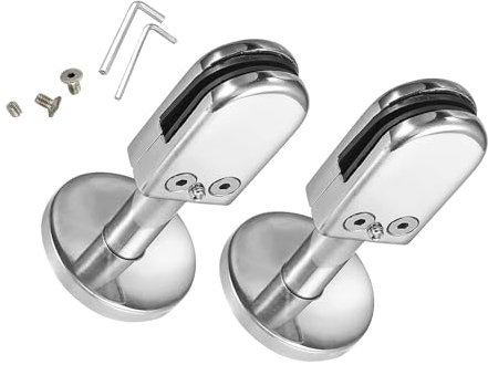 2 soportes ajustables en forma de U para panel de vidrio de acero inoxidable para valla de piscina de grosor cepillado