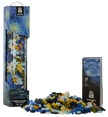 Plus-Plus 4362 Geniales Konstruktionsspielzeug, Sternennacht von Vincent Van Gogh, Kunst Inspired-Edition, Kreativ-Bausteine Tube, 350 Teile