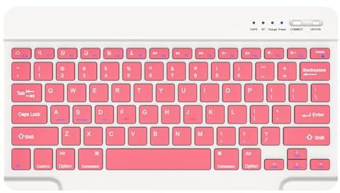 Ultra Thin Wireless Keyboard for iPad & Tablet, Compact Bluetooth Mini Keyboard with 30 Day Battery, Portable Travel Keyboard for iPad Pro/Air/Mini, Windows, Android - US Layout (Watermelon Red)