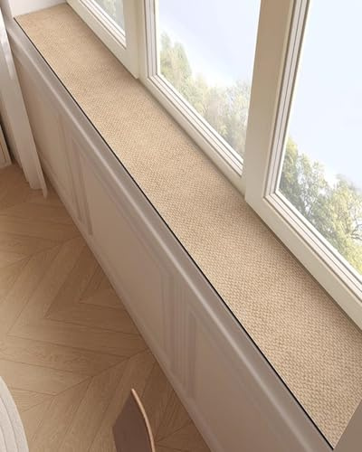 Fensterbank Innen Saugfähiges Fensterkissen mit Leinenmuster, Schnell Trocknender Dünner Fensterbankschutz Anti-Katzenkratzer, Moderne Matte für Badezimmer und Küche(100x14cm/39x6in)