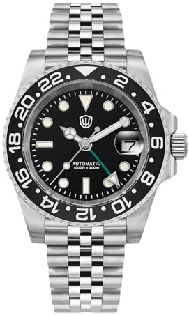 watchdives Sub GMT-Uhren für Herren WD16760, NH34 Automatische Armbanduhr Taucheruhr, 40 mm Keramiklünette Saphirglas 300 M Wasserdicht
