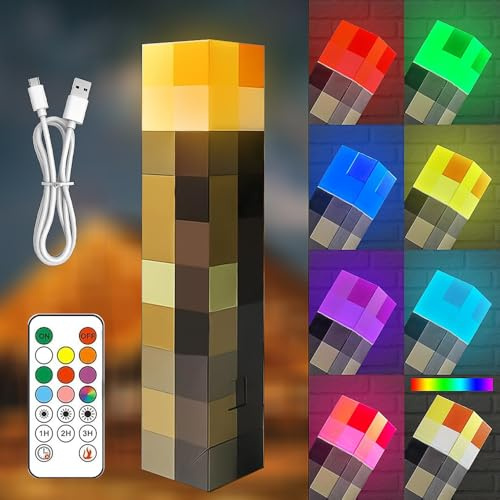 LUFEIS 28cm LED Fackel Wandlampe, mit Timer & 8 Farben | Wall Fackel Nachtlicht, Hand- und Wandmontage, USB Wiederaufladbar für Nachttischlampe, Geschenk für Gamer