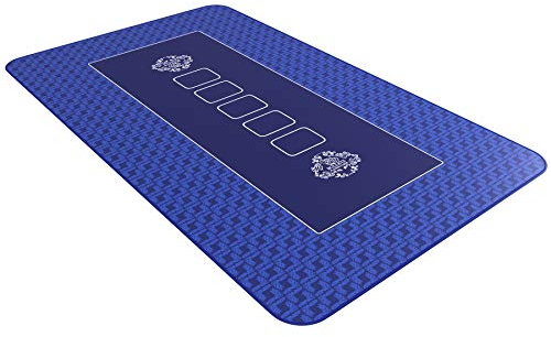 Bullets Playing Cards, Profi Pokermatte blau in 100 x 60cm eigenen Pokertisch, Deluxe Pokertuch, Pokerteppich, Pokertischauflage