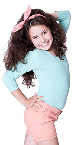 Evoni Kinder-Body Langarm - Baumwolle mit Elasthan, atmungsaktiv & dehnbar, Druckknöpfe im Schritt, Unisex, Ballettanzug 122 grün