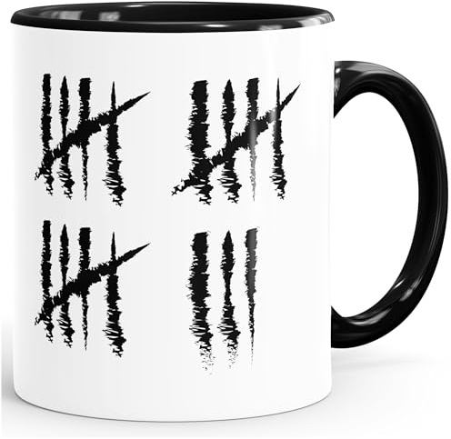 MoonWorks Tasse (style_variation) Geburtstag Strichliste Striche Jubiläum Jahrgang Geschenk Alter Schwarz unisize