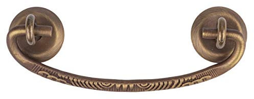 B-2AB Antik-Messinggriff für Schränke, Schreibtisch, Möbel, Vintage-Stil, inkl. gratis Skelett-Schlüsselanhänger