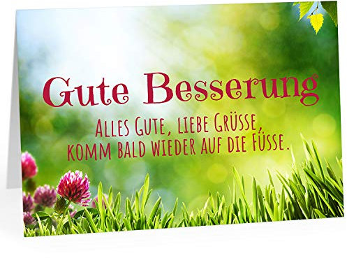Große Grußkarte XXL (A4) Gute Besserung/Wiese Lichtblick mit nettem Reim/mit Umschlag/Edle Design Klappkarte/Krank/Gesundheit/im Krankenhaus/Extra Groß/Edle Maxi Genesungskarte