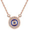 Blue Evil Eye Pendant Necklace Sterling Silver 925 Cubic Zirconia Adjustable Chain 16+2 Ext.(Rose Gold)