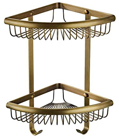 Tubayia Wandmontage Duschregal Eckregal Duschablage Wandregal Organizer für Badezimmer (Bronze)