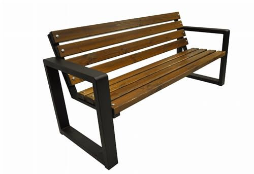 Primario Grande Gartenbank, Parkbank - Gartenmöbel, Outdoor Bank mit 350kg Tragfähigkeit - Sitzbank Holz Wetterfeste (Grande, Braun, 100cm - Sitzlänge, CE)