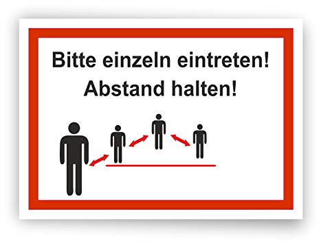 AufkleberDealer.de Bitte einzeln eintreten und Abstand halten! Schild DIN A3 42 x 30 cm