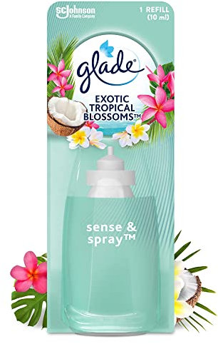 Glade Sense & Spray Air Freshener Refill, Motion Activated Automatic Room Spray and Odour Eliminator for Home, Tropical Blossoms, 8 Refills (8 x 18ml)