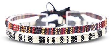 Made by Nami Surfer Fußband 2-er Set Damen & Herren - Dünnes Boho Hippie Ethno Fußkettchen - Handmade Strand Festival Accessoires - 100% Wasserfest & Verstellbar - 100% ökol. Baumwolle (Braun & Weiß)