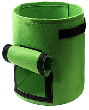 Sac de culture de pommes de terre avec rabat latéral et poignées pour légumes, pommes de terre, tomates, carottes (Vert)