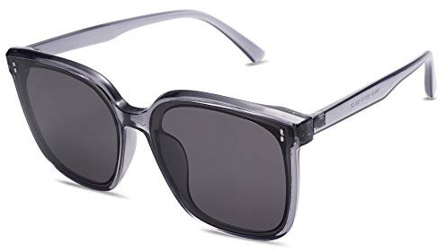 SOJOS Sonnenbrille Herren Damen Verspiegelt, Retro Vintage Groß Eckig Schwarz Coole Klassisch Rechteckig UV400 Schutz Unisex Brille SJ2157, Grau/Grau