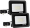 Mille Lucciole 2 Stück 35W LED Strahler Außen,3500LM Superhell Außenstrahler IP65 Wasserdicht Fluter 6500K Kaltweiß Scheinwerfer,LED Strahler für Hinterhof,Garage,Garten,Keine Bewegungsmelder【Schwarz】